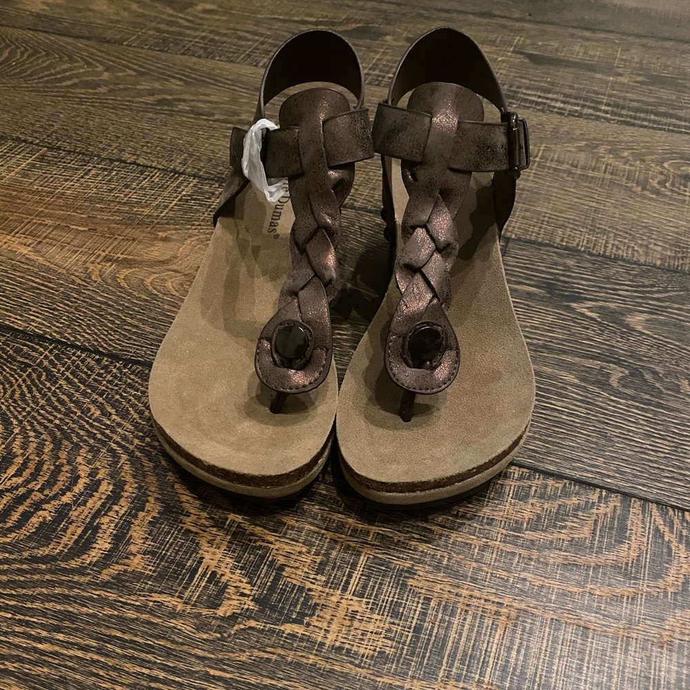 Bronze braided wedges